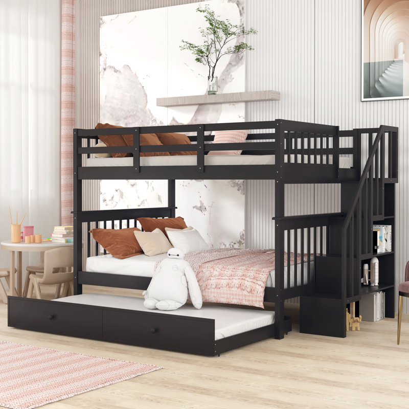 Eraldo Kids Full Over Full Bunk Bed with Trundle, Brown