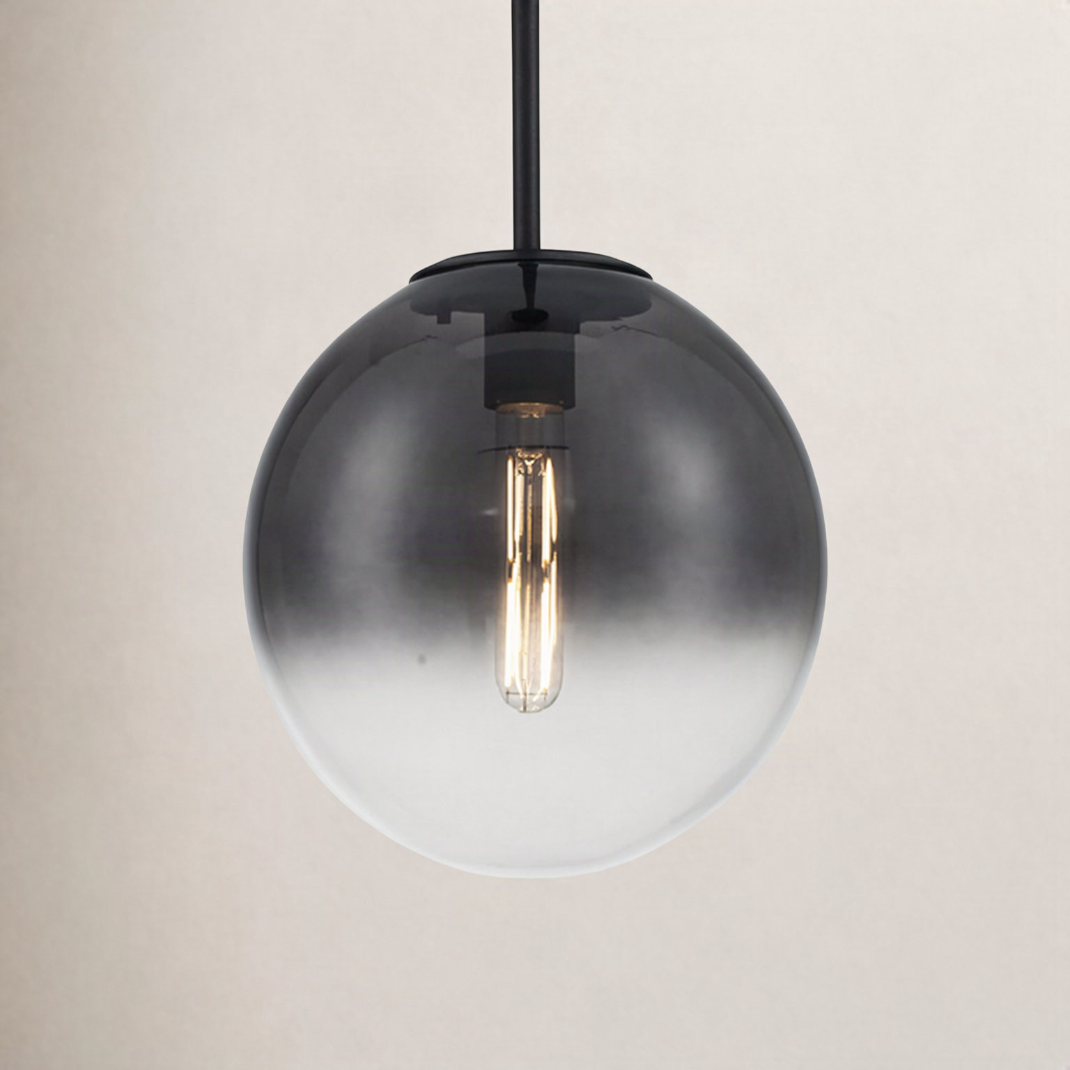 Dimmable Glass Globe Single Light Pendant, Black
