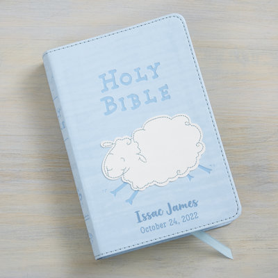 «Woolly Lamb» personnalisé pour enfants «Blue Bible»
