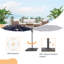 Parasol de patio en porte-à-faux octogonal à éclairage décalé à DEL de 11 pi Deaijah avec contrepoids inclus, parasol d'extérieur à suspendre avec manivelle, protection contre les rayons UV toutes saisons pour terrasse de jardin-431877128