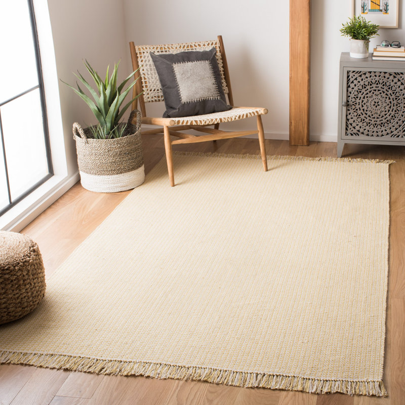 Tapis rayé en coton tissé à la main Cayman, Rectangle 4 pi x 6 pi