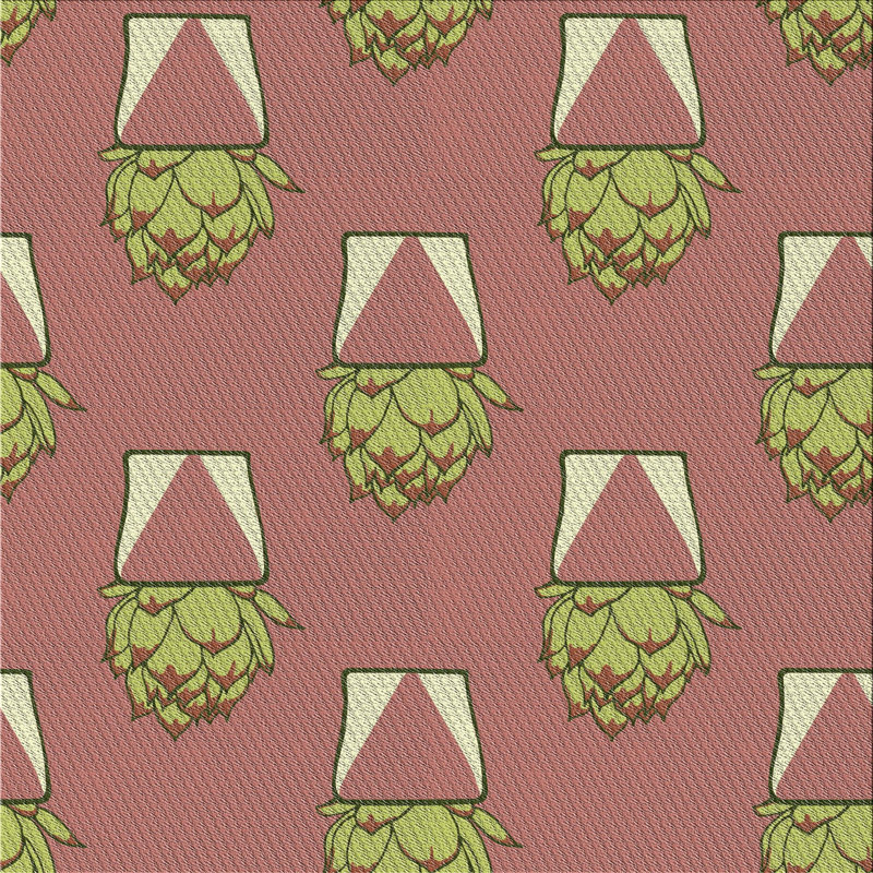 Tapis à motifs rose clair / vert, Carré 8 pi