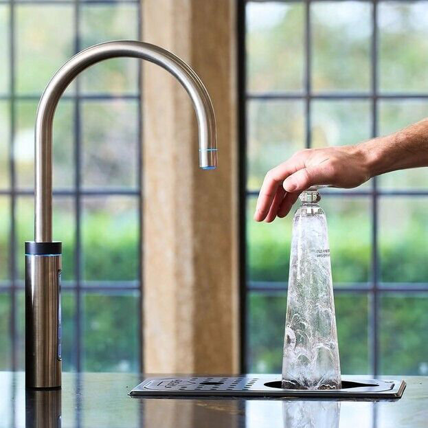 Modern Drink Station with Round Purifier - Instant Boiling, Sparkling, and Chilled Water Dispenser