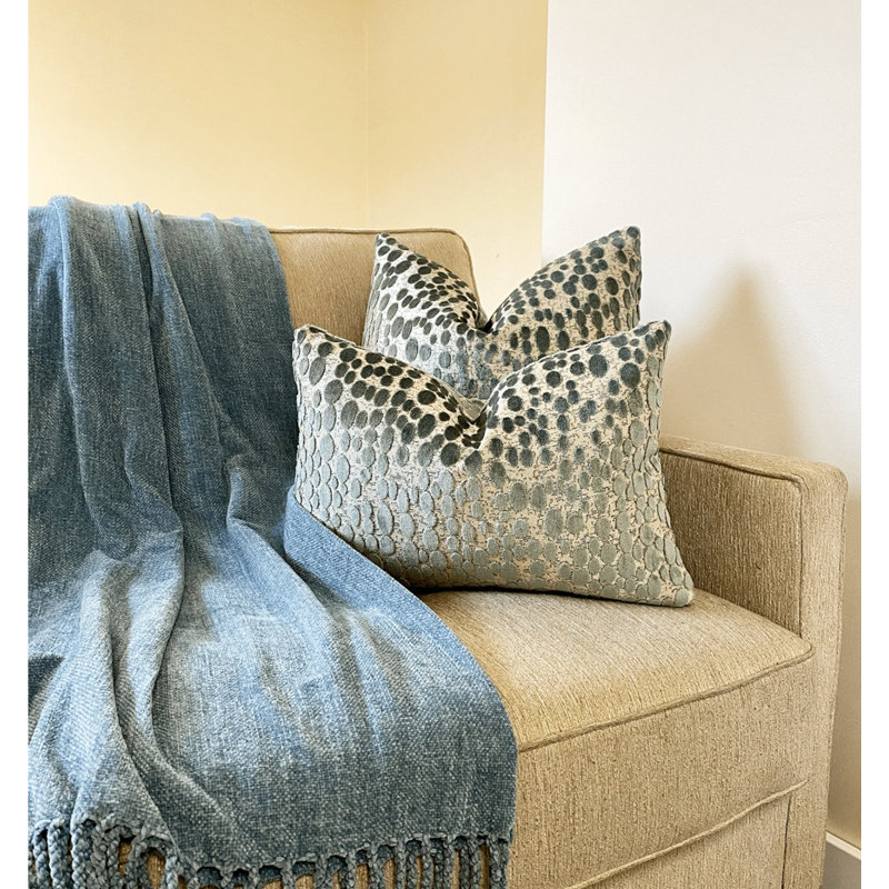 Housse de coussin ovale en velours, H 20 po x l 20 po, Verre de mer