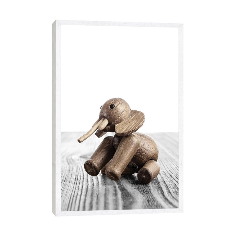 Zooline Elephant - Print on Canvas, 66.04 cm H x 45.72 cm W, White Framed