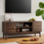 Meuble télé 70 po avec 2 tiroirs, porte rabattable pour téléviseur de 65 po, console média pour le salon et la chambre à coucher