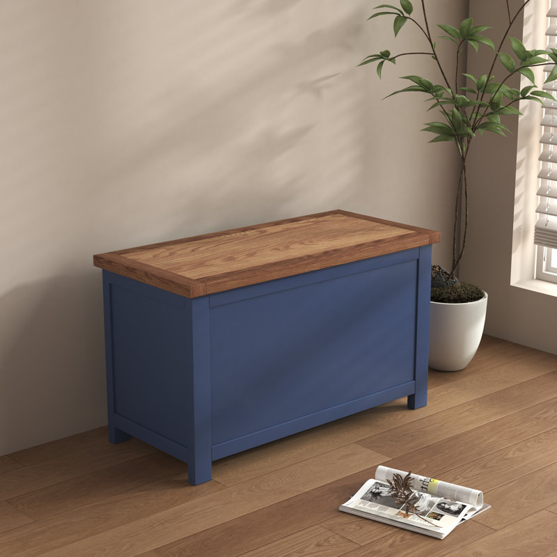 Wood Flip Top Storage Bench, Dark Blue