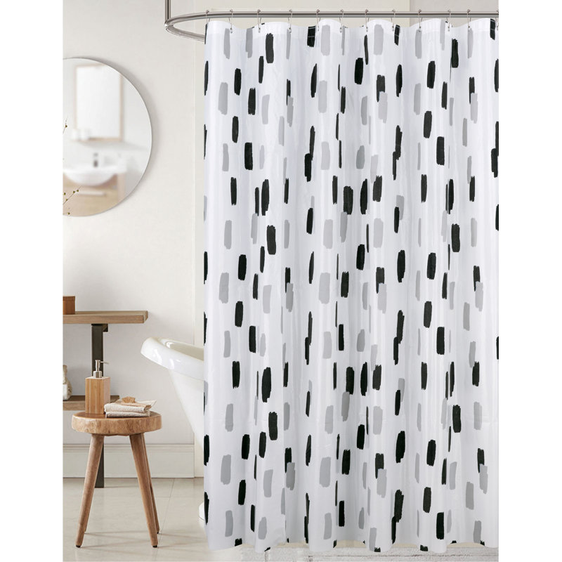 Brush Stroke Peva Waterproof Shower Curtain, Grey