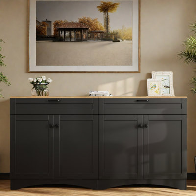 Farmhouse Sideboard With Adjustable Shelves And Rustic Handles