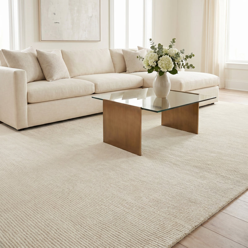 Benton Hand Tufted New Zealand Wool Beige/Ivory Area Rug, 10'X14'