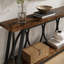 Console industrielle extra longue 70,9 po, canapé-lit étroit derrière le canapé avec tablettes de rangement à 2 niveaux, table d'appoint pour l'entrée et le couloir pour le salon, brun rustique avec structure en métal noir-760037033-760037037-760037203