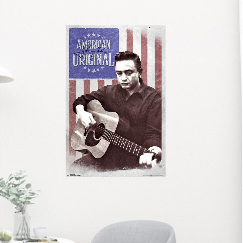 Johnny Cash - reproduction d'impression sur papier, Toile tendue, H 34 po x l 22,25 po x P 0,05 po
