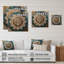 Sarcelle et mandala doré II - impression de mandala boho sur bois de pin naturel-540605340