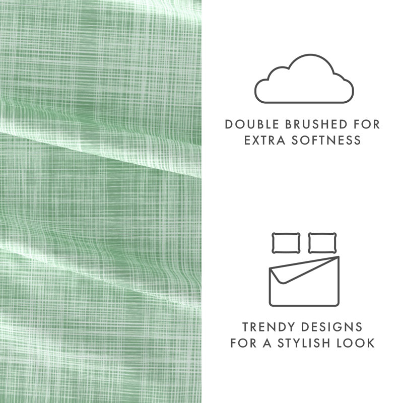 Forest Green Queen Microfiber Sheet Set with Thatch Print
