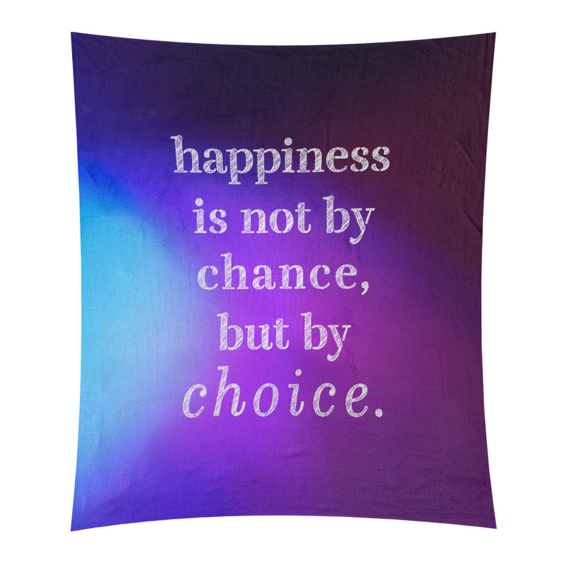 Tapisserie citation manuscrite en polyester, H 104 po x l 88 po, Bleu / Mauve