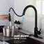 Robinet de cuisine tactile à tirer vers le bas - noir mat, fabrication en acier inoxydable, jet rotatif à 360 ° pour un nettoyage complet de l'évier, contrôlé au poignet, résistant à la corrosion et à la rouille, poignée simple pour réguler l'eau