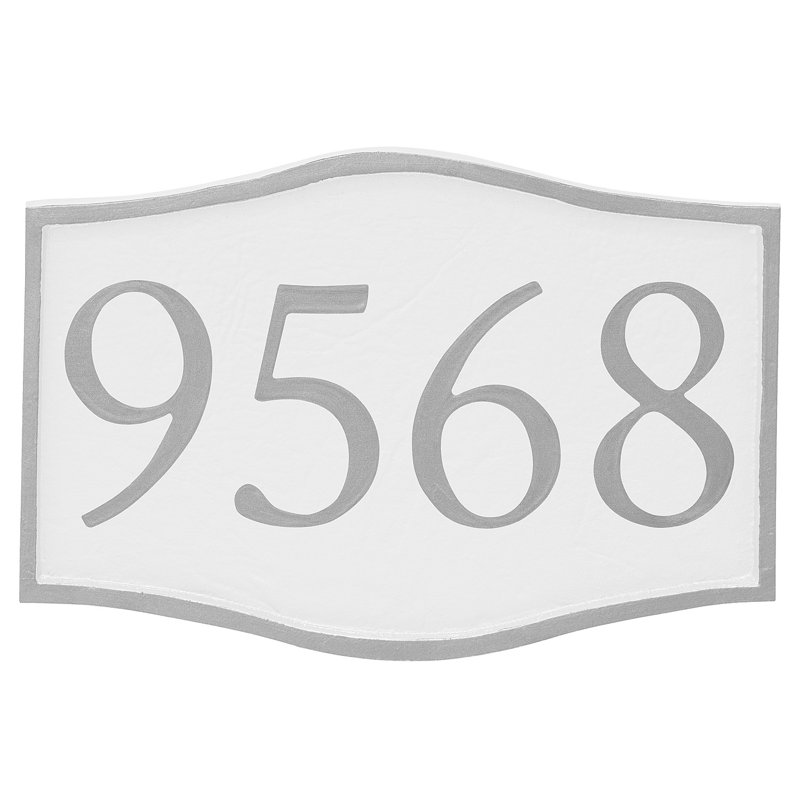 Plaque d’adresse murale sur 1 ligne serif, Argent, Blanc