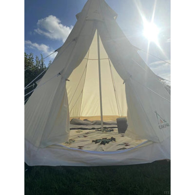 Tente Bell Glamping 4 saisons 9,85 pi Bell, tente chaude, idéale pour le camping familial, la randonnée, la tente en toile avec poteau en aluminium. Support de tissu de camouflage