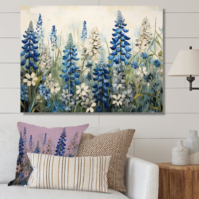 «Elegant Blue and Beige Bonnets Meadow I - Blue Bonnets», reproduction d'art sur toile PT107226