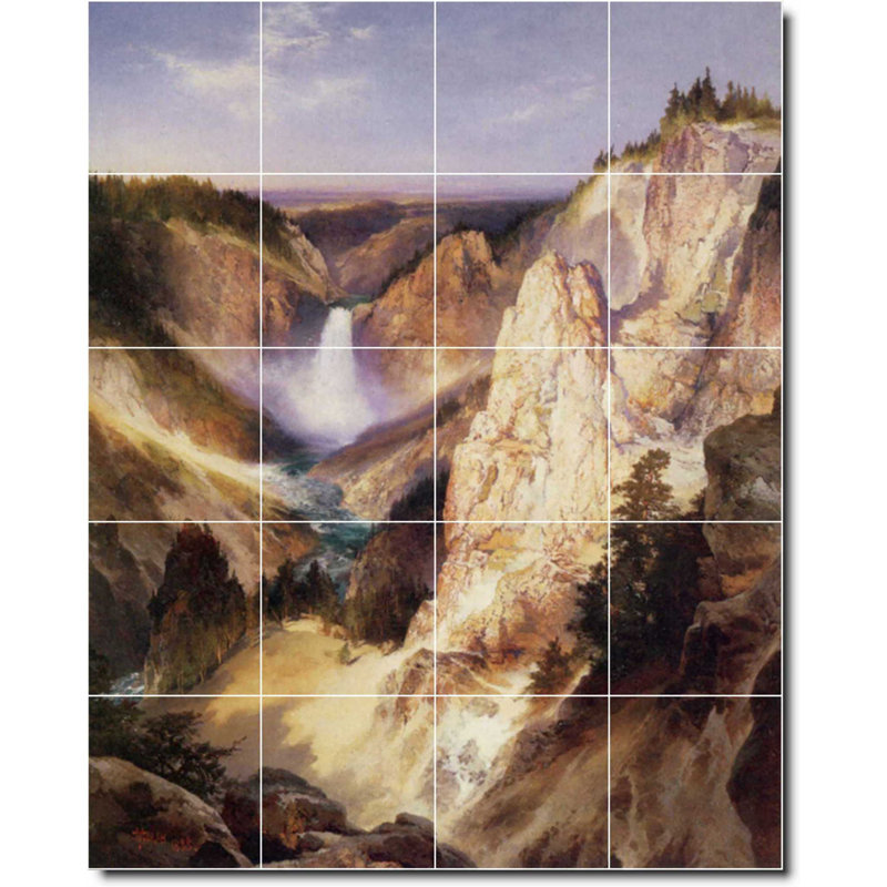 Carreau de peinture murale 32 po x 40 po 8 po x 8 po, Cascade d'eau