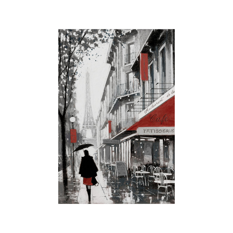 Rainy Paris I - Painting on Canvas, 30.48 cm H x 45.72 cm W, No Frame