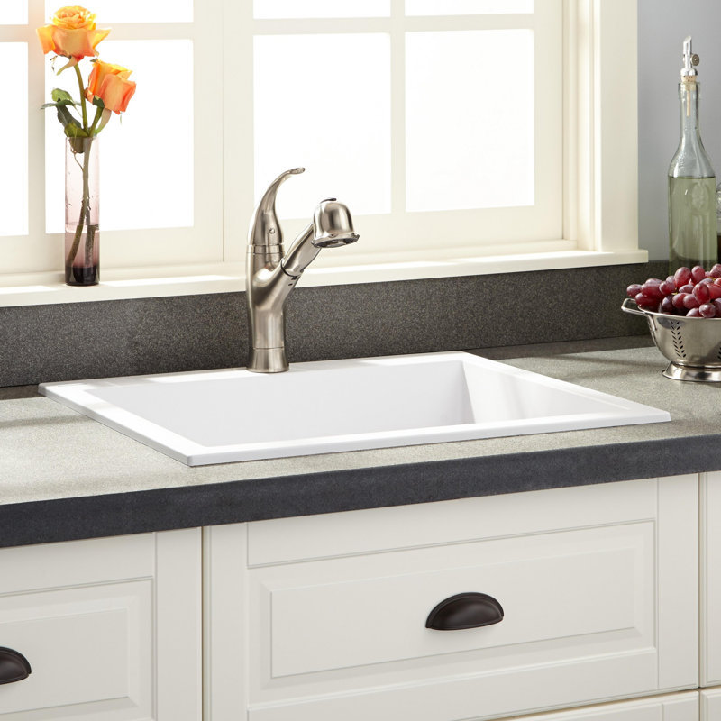 Holcomb 24" L Drop-In Kitchen Sink, Cloud White