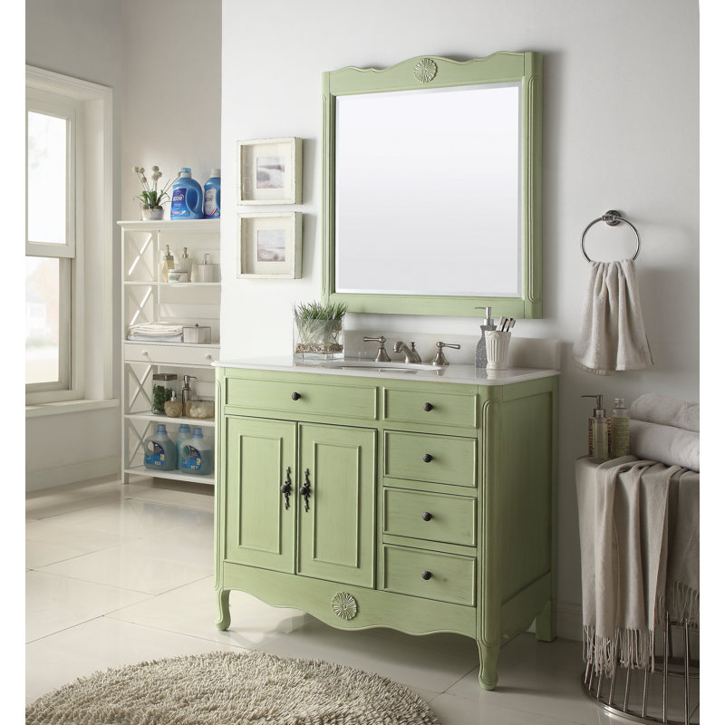 Ensemble de meuble-lavabo simple 38 po Medina, Vert vieilli