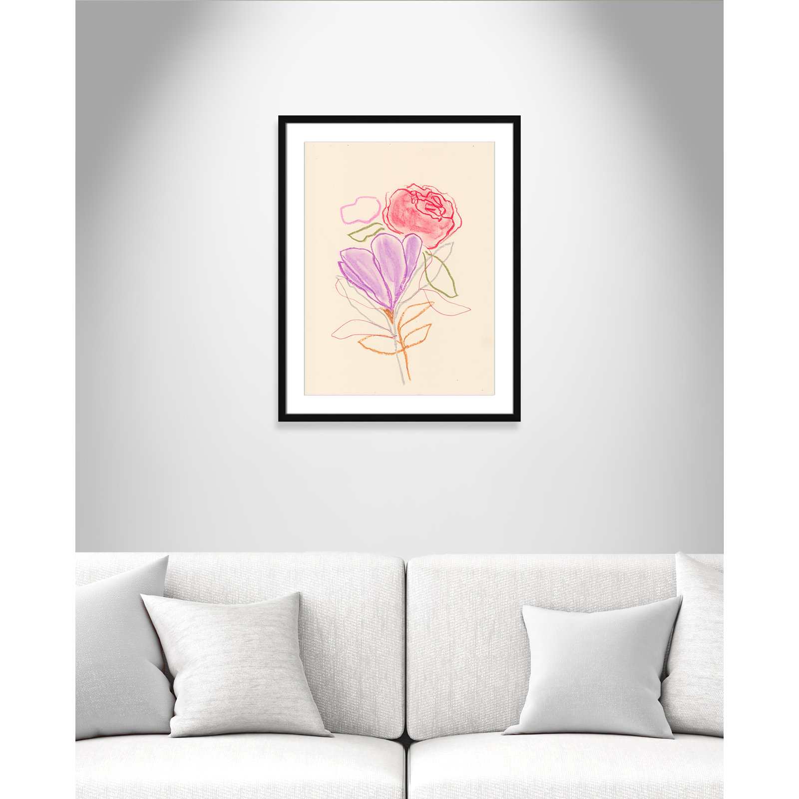 Simple Floral "Simple Floral III" Print, Black Single Picture Framed Paper, White, 29.5" H x 23.5" W x 1.25" D