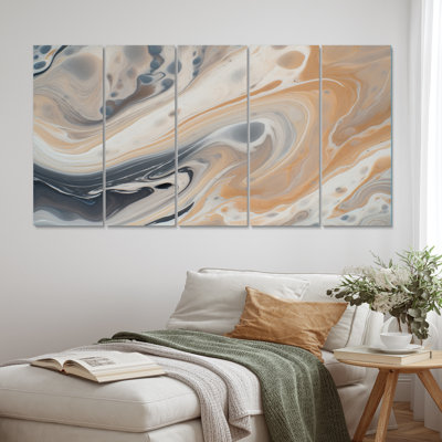 Abstrait marbré avec reproduction de l'espace - Reproduction d'art sur toile, 5 fractales