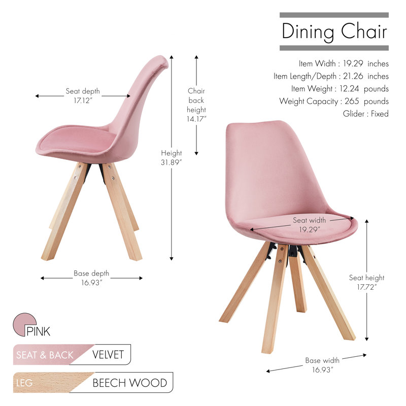 Bariola Upholstered Dining Chair, Pink