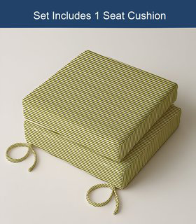 3" Deep Seat Cushion Ticking Stripe - Water-Resistant, Sage, 22" W x 22" D