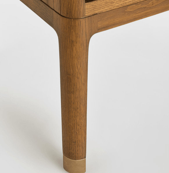 Solid Wood and Brass Nightstand