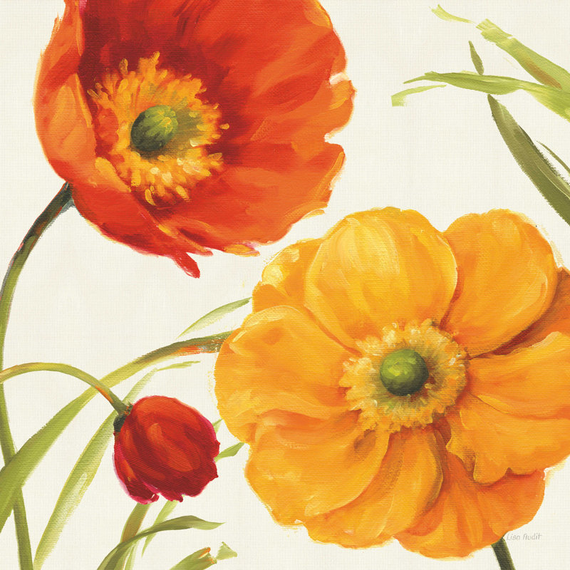 «Poppies Melody II» par Lisa Audit - impression sur toile tendue, H 30 po x l 30 po