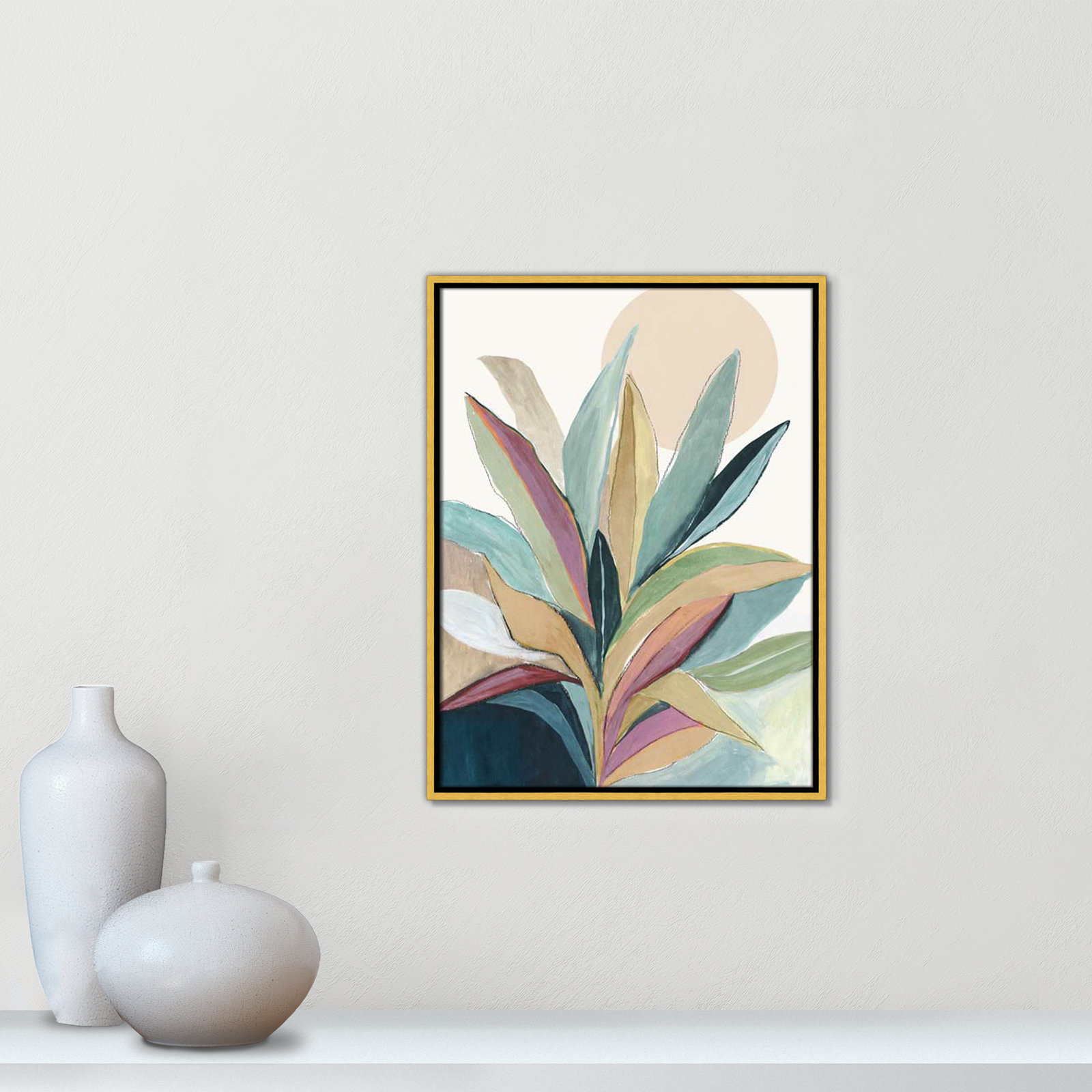 Byer "Sunny Bright Leaves I" Print by Asia Jensen, 25.5" H x 19.5" W x 2" D, Gold Floater Framed, No Mat