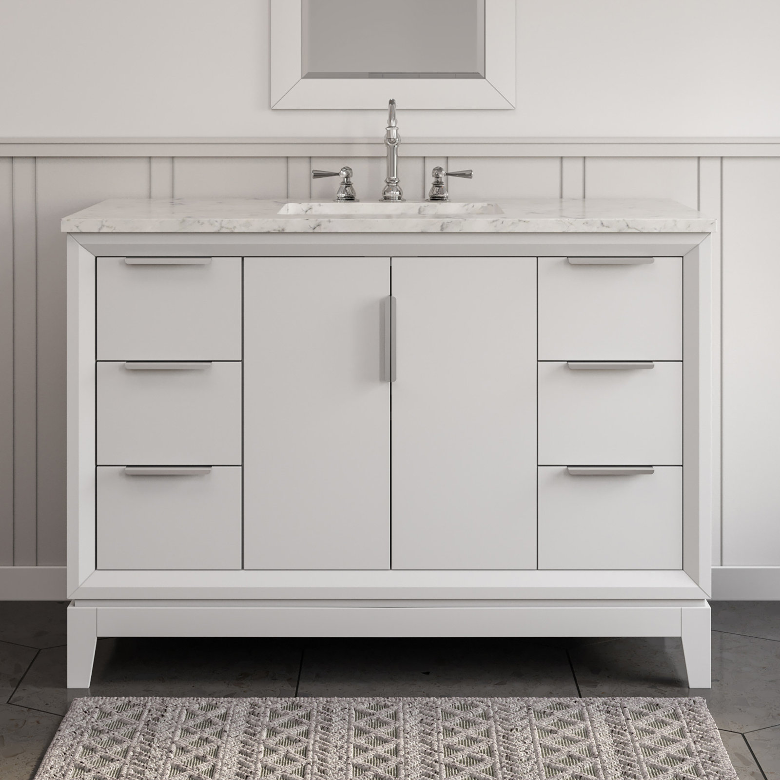 48" Eucalyptus Single Bathroom Vanity, White, Chrome