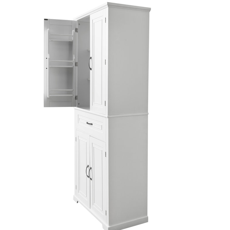 Armoire blanche pour le rangement et l'organisation - Portes, tiroir, tablette réglable haute avec porte, Blanc