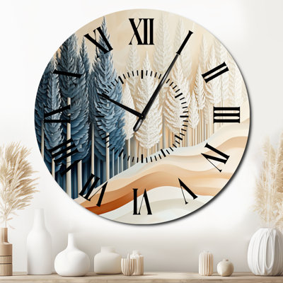 Quiet Nordic Woodland - Rustic Non-Ticking Metal Wall Clock