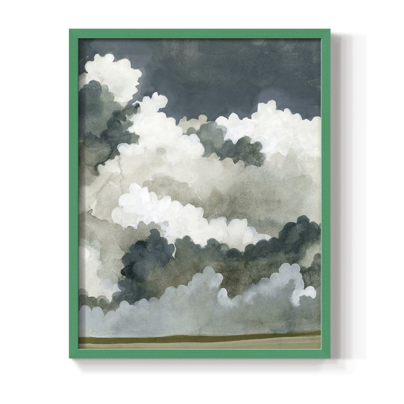 «Vast Neutral Sky II», reproduction encadrée - bois massif, Vert, H 10 po x l 8 po