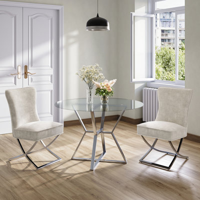 Geneva Upholstered Dining Chairs with Metal Base