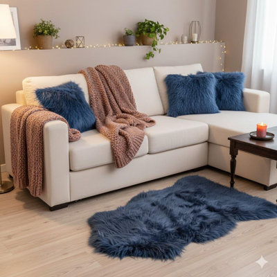 Solid Colour Faux Fur 60cm X 90cm Area Rug