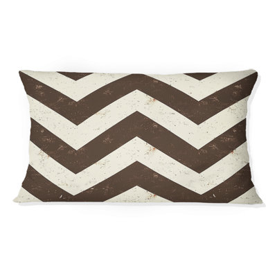 Imprimé chevron brun et blanc III - Coussin lombaire moderne