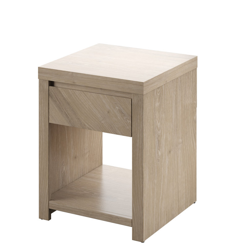 Roybal Night Stand with USB Charging, Natural Oak