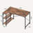 47 Inches L Shaped Desk, Computer Desk with Reversible Storage Shelves, Writing Desk Study Desk with Metal Frame, Rustic Brown