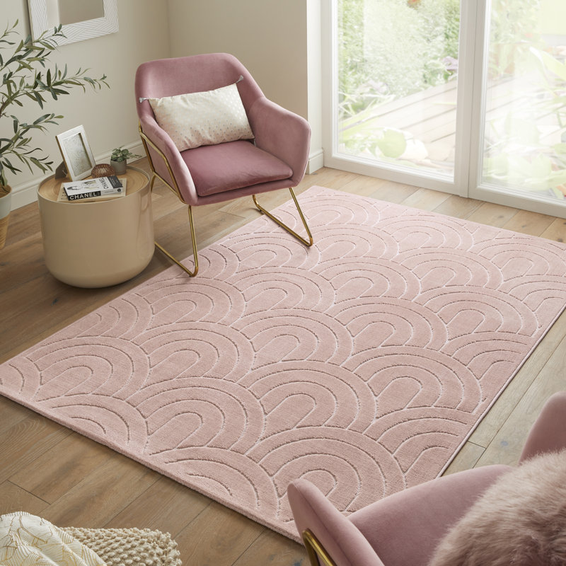 Annunzio Solid Colour Dusty Pink Area Rug, Rectangle 240 x 330cm