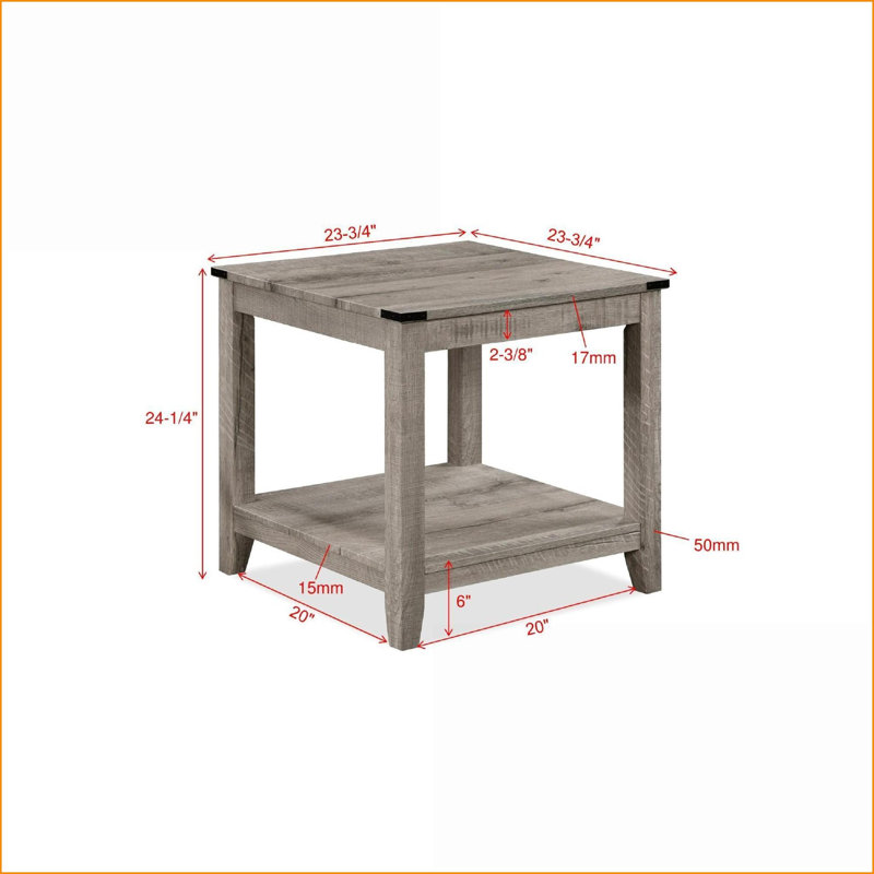 Ensemble de 3 tables basses rustiques gris et brun: tables basses rectangulaires et carrées pour le salon, Gris, Gris