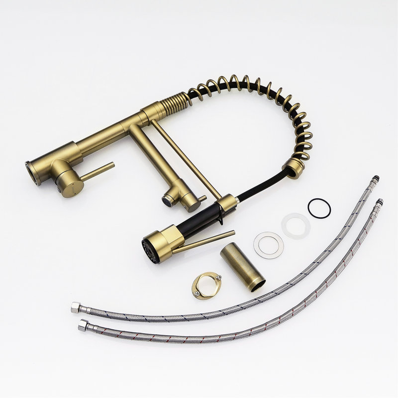Stainless Steel Kitchen Sink Faucet, Pull Down , Brushed Gold, Stylish Build Advanced Design