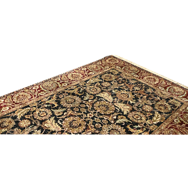 High-Quality Hand-Knotted Black And Red Area Rug