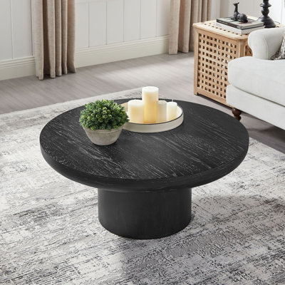 Wood 35.98" Round Coffee Table with Cylindrical Leg by Latitude Run