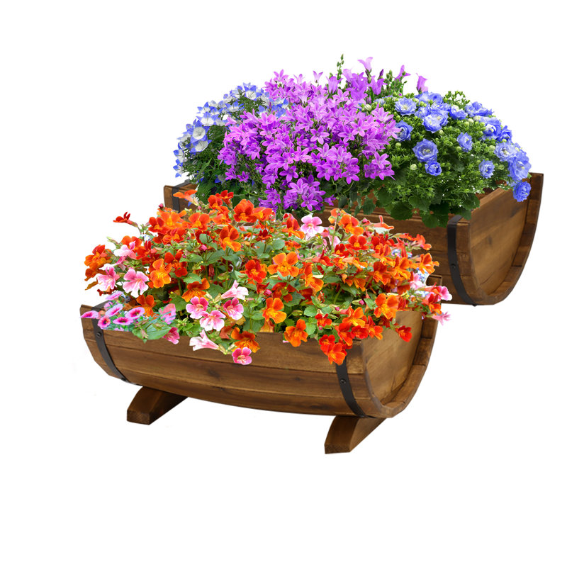 Half Barrel Planter, Brown