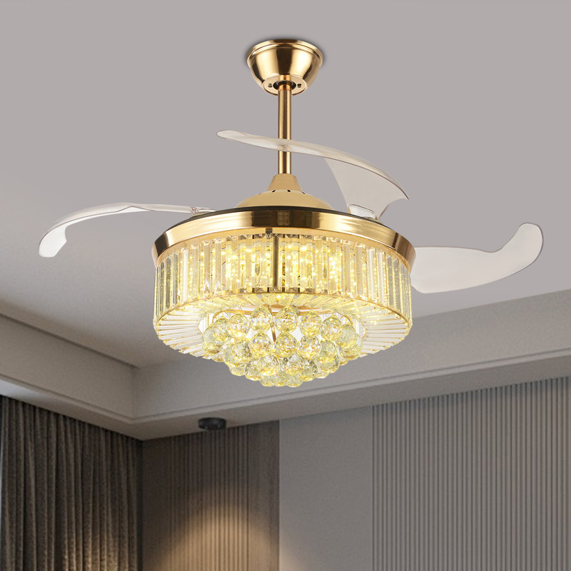 Ventilateur de plafond 36 pouces à 4 pales rétractables à DEL avec télécommande